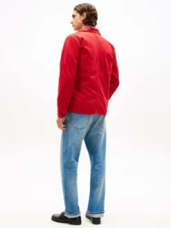 Washed Flag Embroidery Denim Chore Jacket