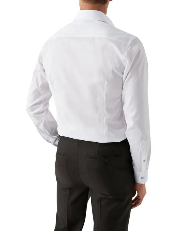 White Twill Shirt Blue Details - Slim Fit