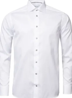 White Twill Shirt Grey Details - Slim Fit