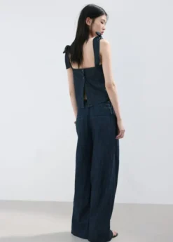 Wide leg denim trousers