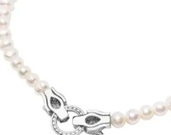 Women's Pearl Choker with Silver Double Panther Head