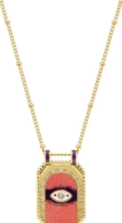 Women's Pink Evil Eye Pendant Necklace