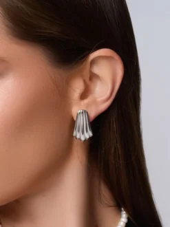 Women's Silver Calico Shell Earrings