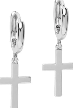 Women's Small Cross Earrings in Silver