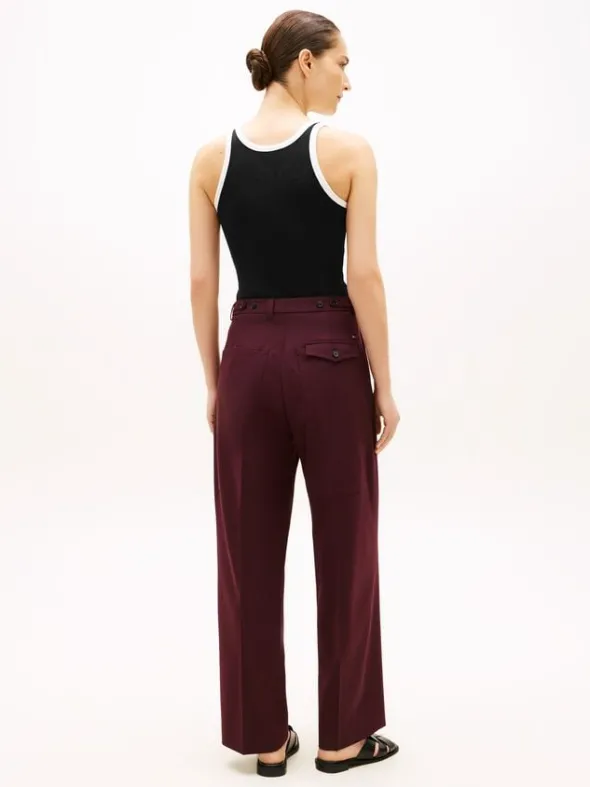 Wool Blend Loose Straight Leg Trousers