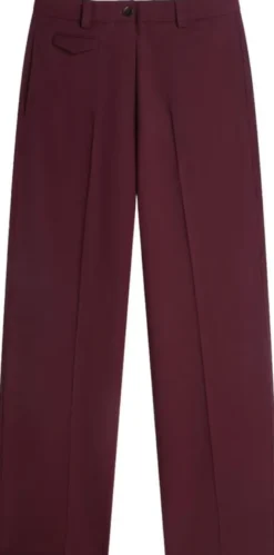 Wool Blend Loose Straight Leg Trousers