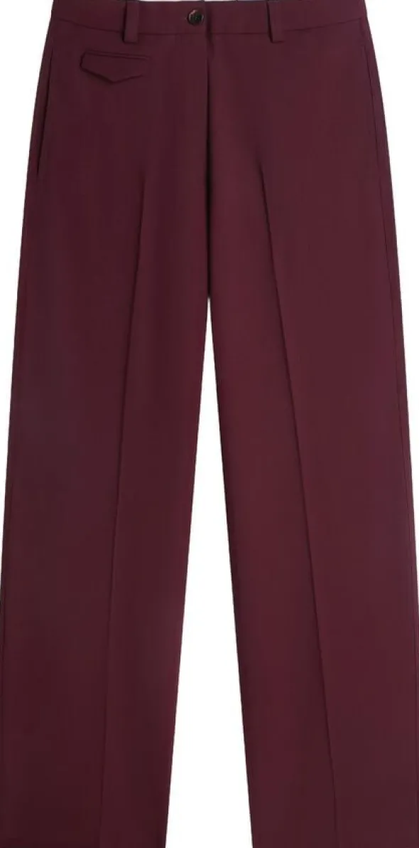 Wool Blend Loose Straight Leg Trousers