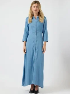 YASSAVANNA 3/4 LONG CHAMBRAY DRESS