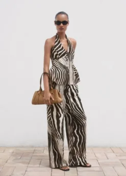 Zebra-print linen waistcoat