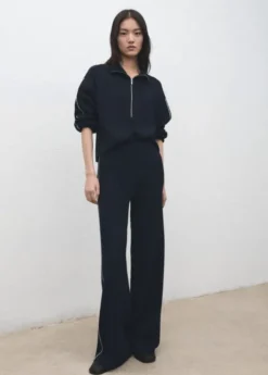 Zip neck contrast-stripe sweater