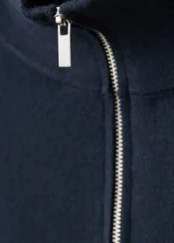 Zip neck contrast-stripe sweater